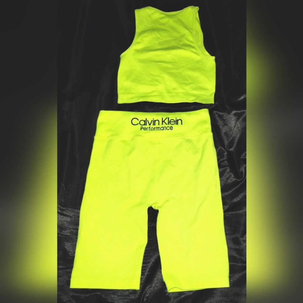 Calvin Klein Neon Biker Shorts and Top